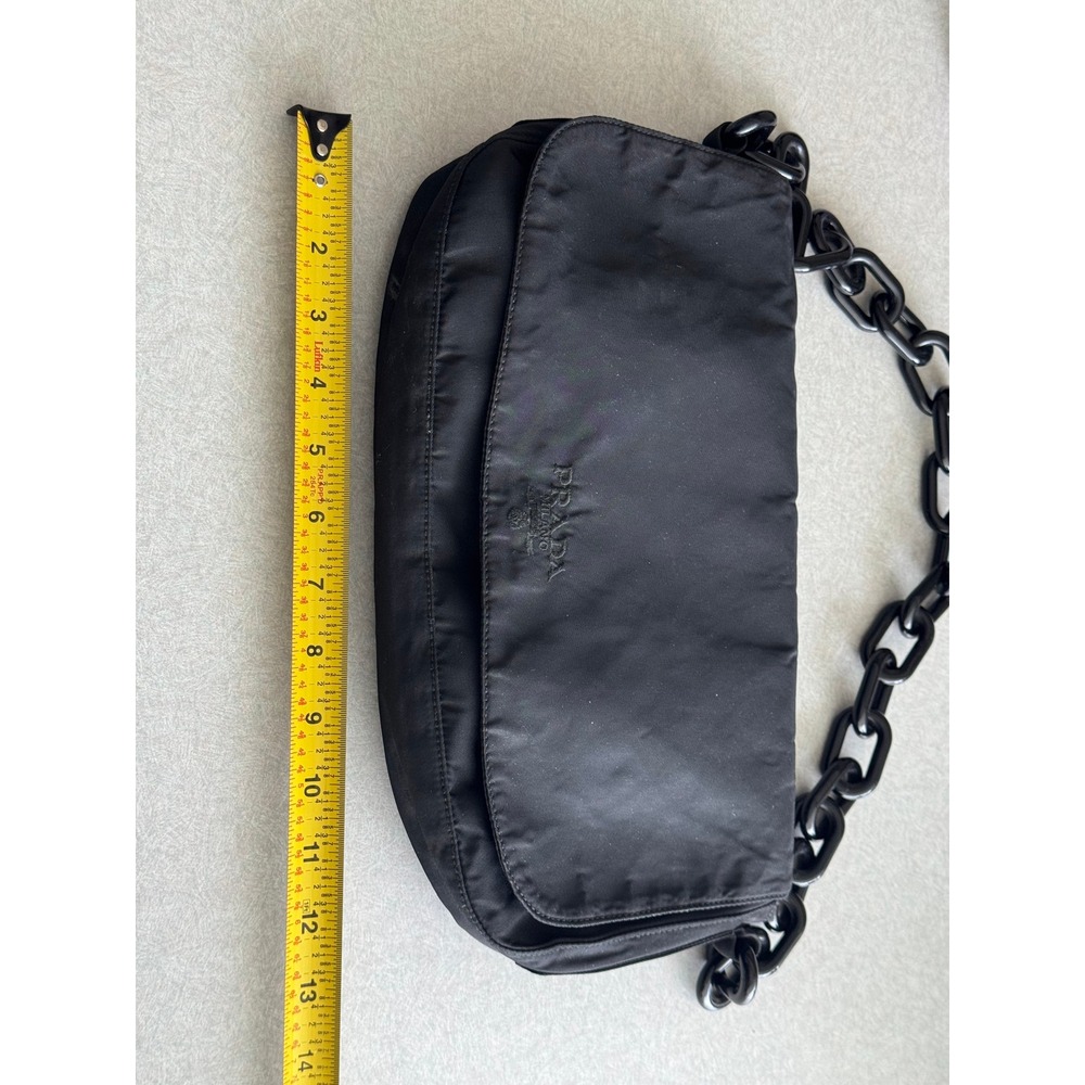Prada Black Nylon Chain Shoulder Bag Made in Italy Authentic CoA - Picture 7 of 8